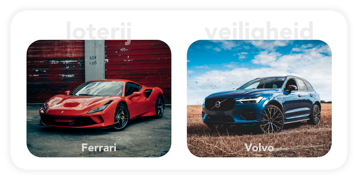 Ferrari positioneert zich met de loterij en luxe. Volvo met veiligheid.